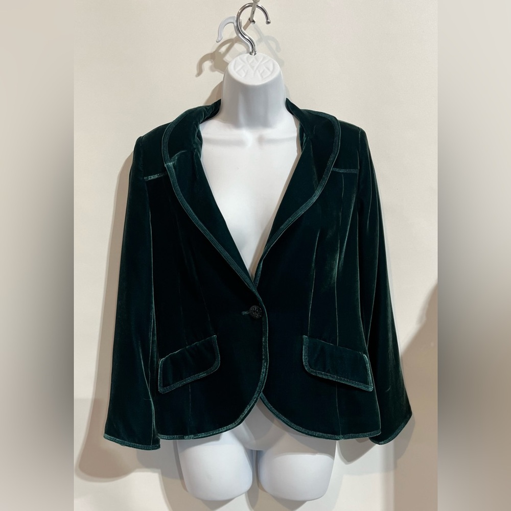 LAUNDRY by Shelli Segal Green Velvet Blazer Size 8 nwot
